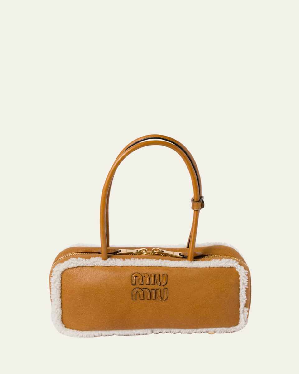 Beau Medium Lamb Shearling Top-Handle Bag
